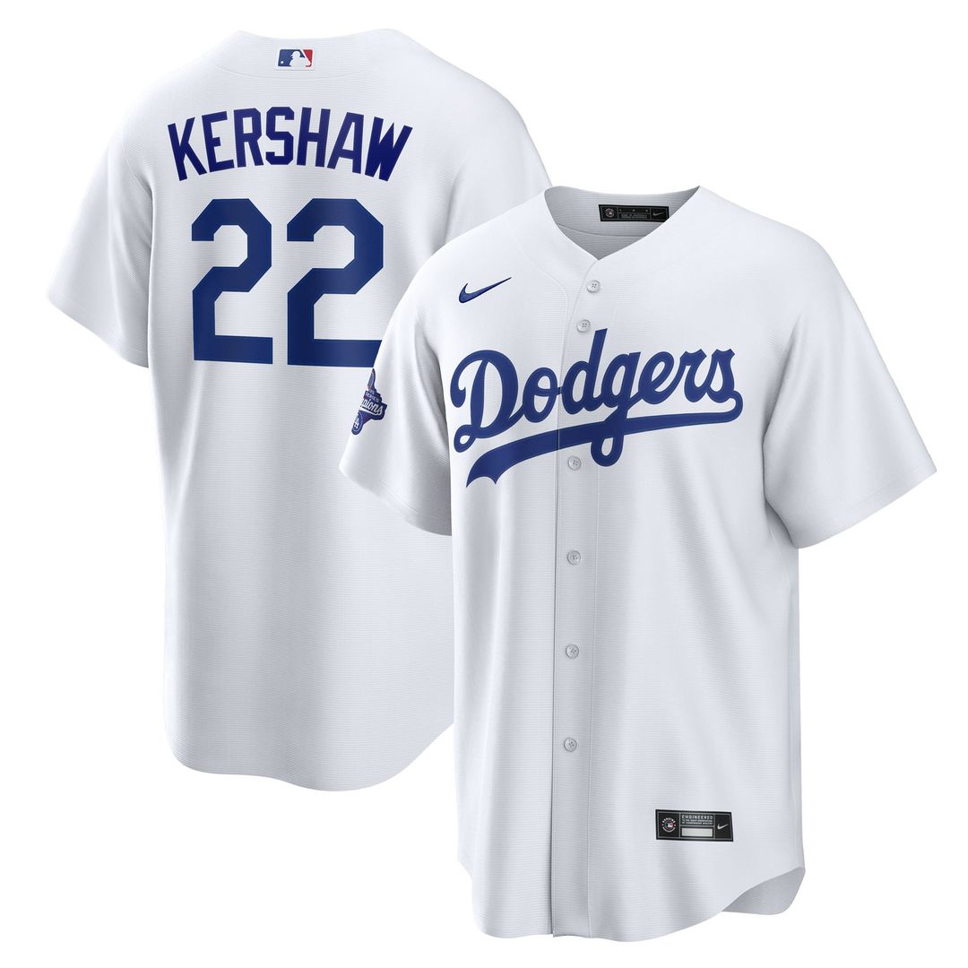 Los Angeles Dodgers Clayton Kershaw Nike Home 2025 World Series Champions Replica Jersey - White