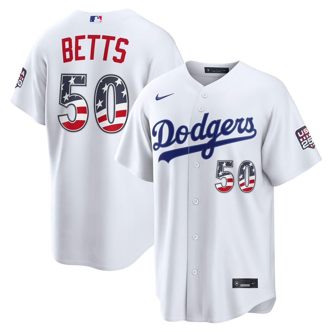 Los Angeles Dodgers Mookie Betts Nike USA 250 Fourth of July Home Stadium Jersey - White