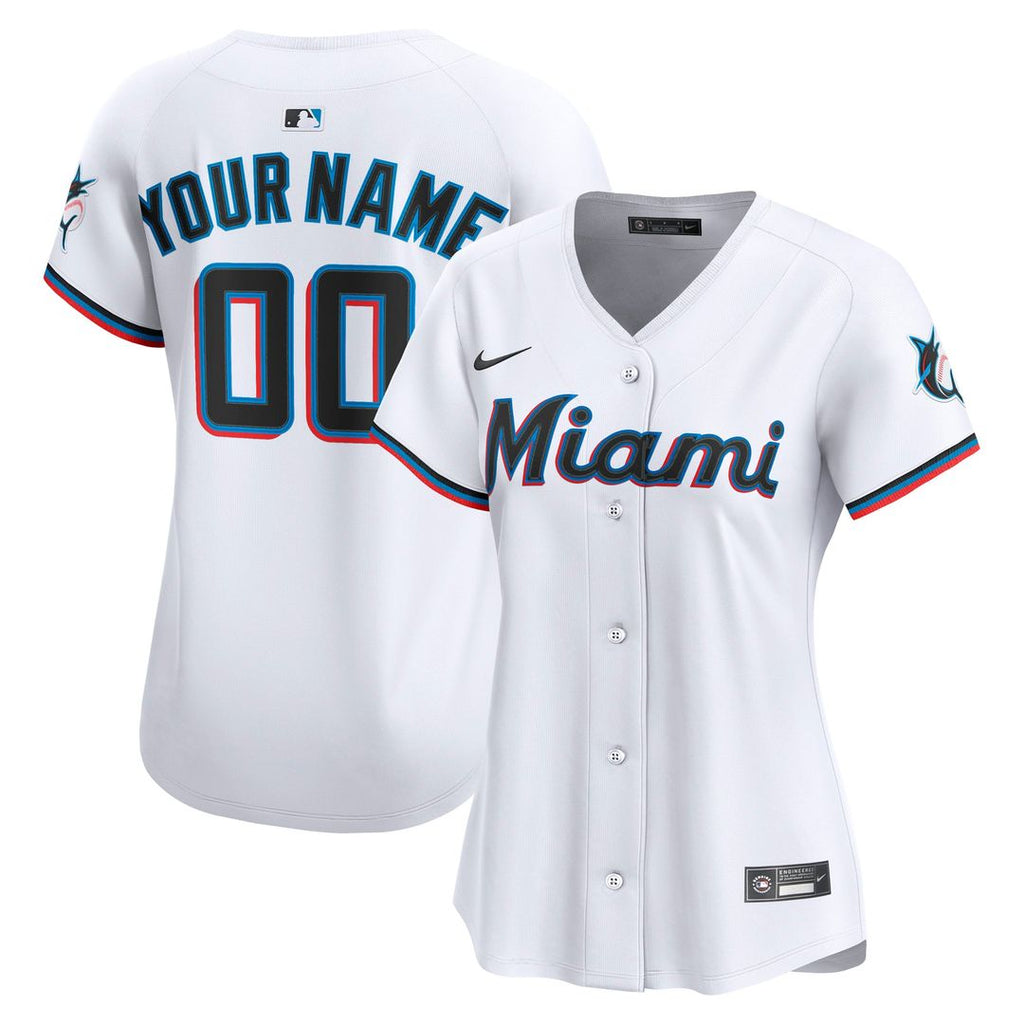 Miami Marlins Nike Women's Home Limited Custom Jersey - White