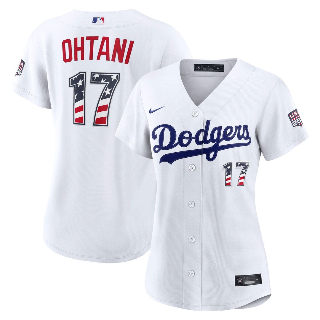 Los Angeles Dodgers Shohei Ohtani Nike Women's USA 250 Fourth of July Home Stadium Jersey - White