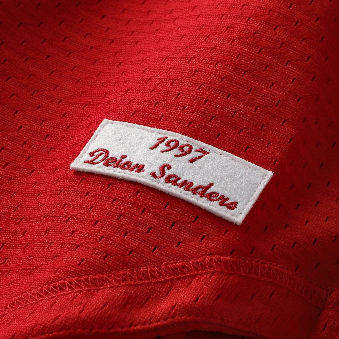 Cincinnati Reds Deion Sanders Mitchell & Ness Cooperstown Mesh Batting Practice Button - Up Jersey - Red