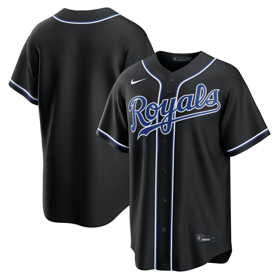 Kansas City Royals Nike Fashion Replica Black Out Jersey