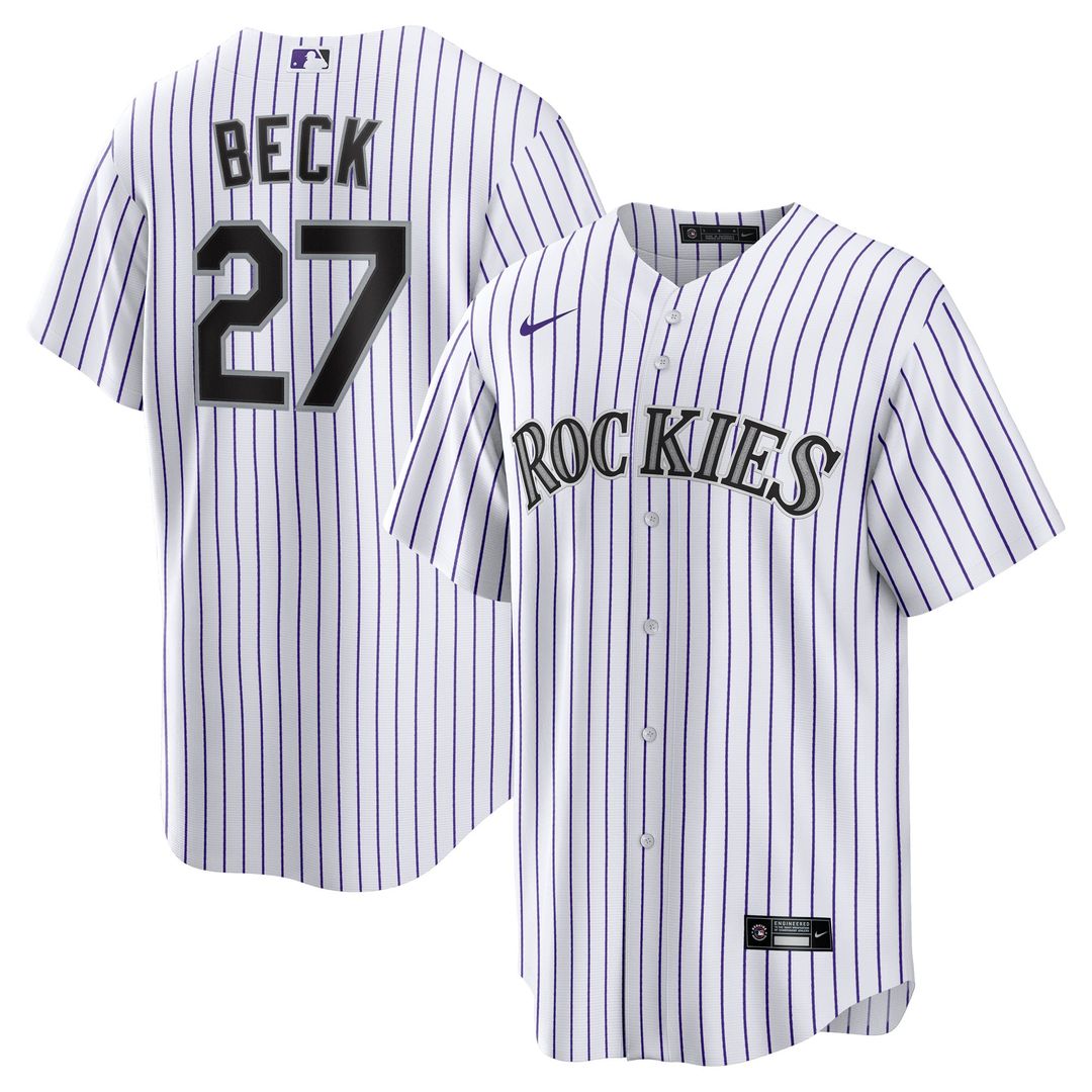 Colorado Rockies Jordan Beck Nike Home Replica Jersey - White