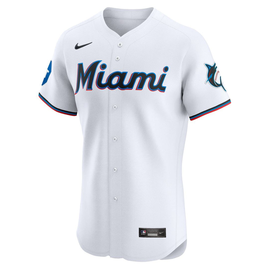 Miami Marlins Nike Home Elite Patch Jersey - White