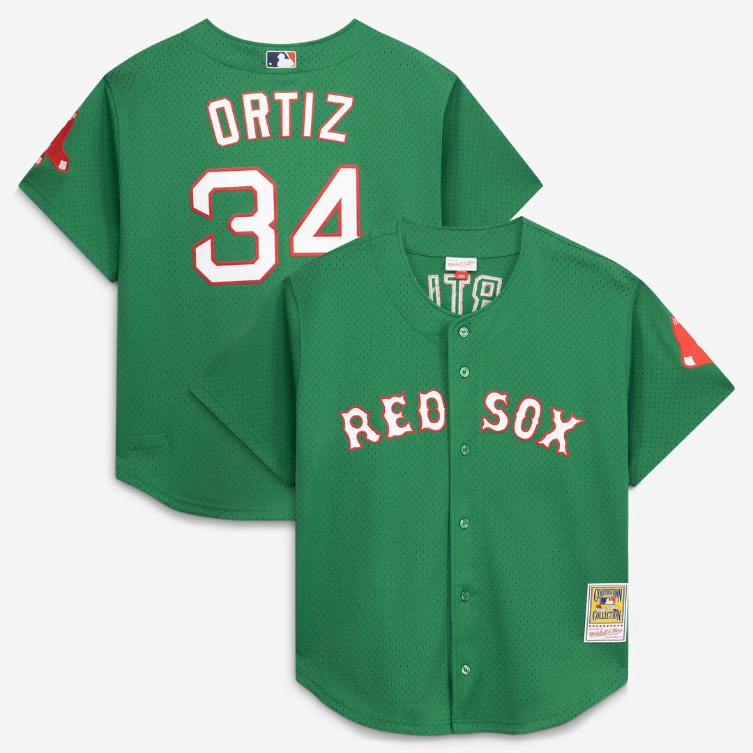 Boston Red Sox David Ortiz Mitchell & Ness Cooperstown Mesh Batting Practice Button - Up Jersey - Red