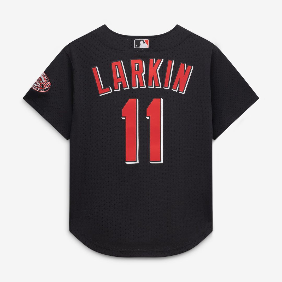 Cincinnati Reds Barry Larkin Mitchell & Ness Throwback Cooperstown Mesh Batting Practice Jersey - Red